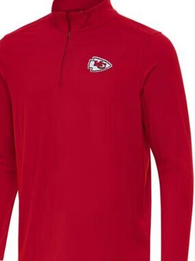 Antigua Kansas City Chiefs Mens Red Intent Long Sleeve Qtr Zip Pullover